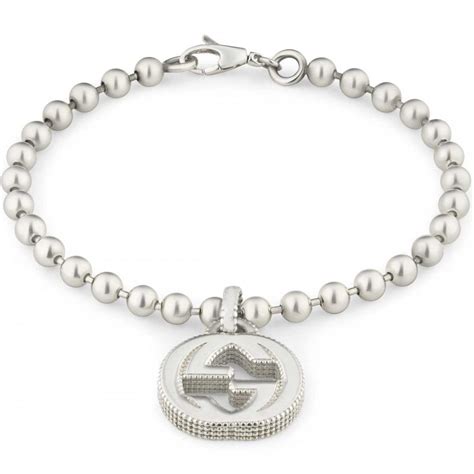 gucci silver beaded bracelte|gucci trademark bracelet.